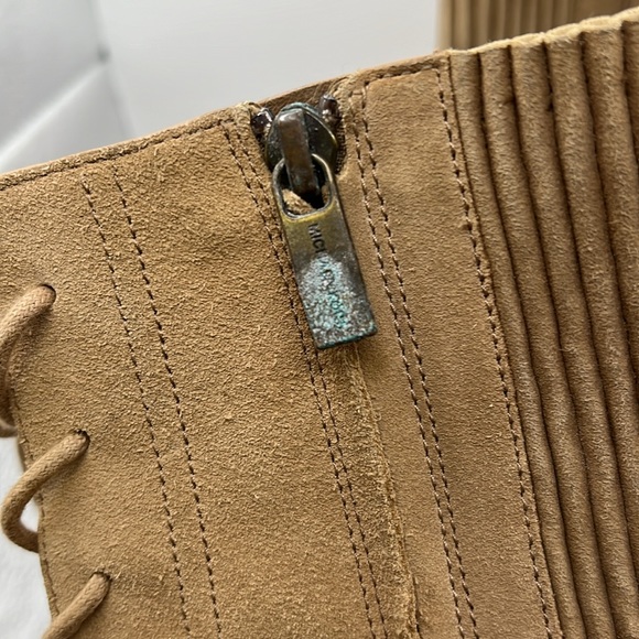 Michael Kors Lace Up Heeled Combat Boots Tan Brown Leather Womens Size 10 M - Picture 11 of 16